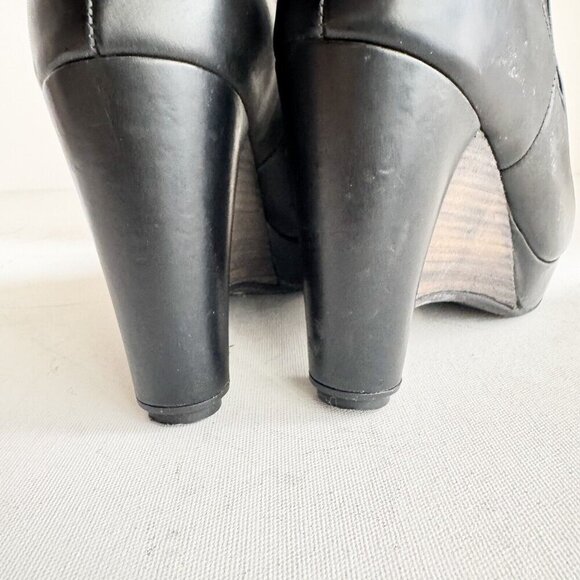 John Fluevog Paglia Black wedge Heels Leather Boots 8 - Picture 5 of 10